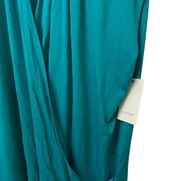 SEJOUR Plus Size Top 3X Teal Green Crossover NWT Nordstrom Short Sleeve Tee - Picture 5 of 8